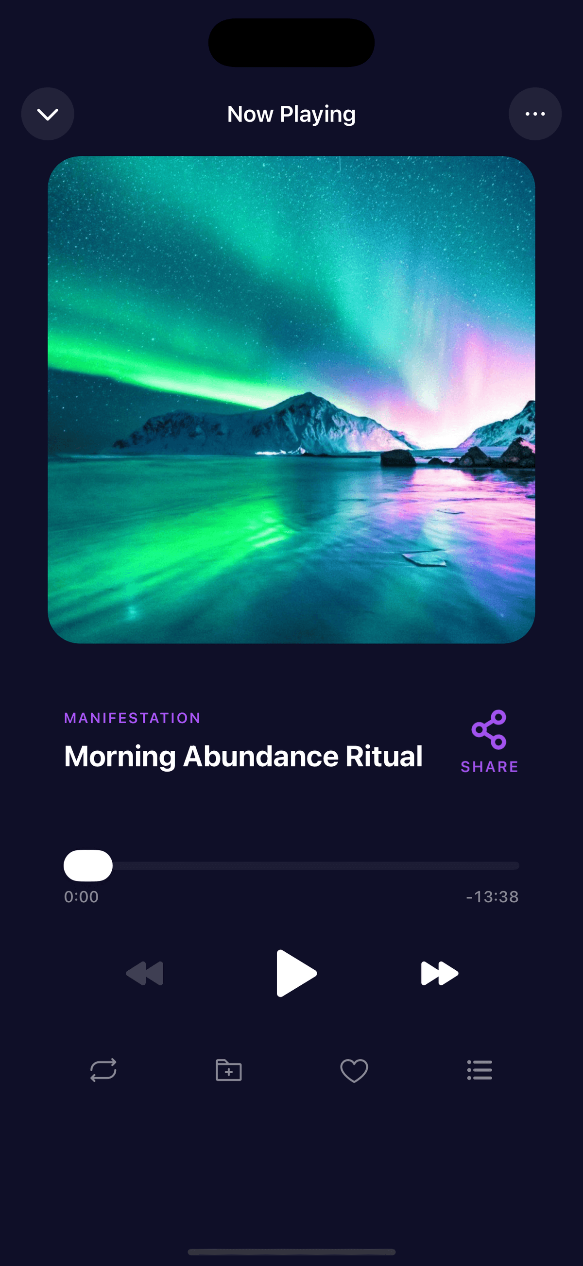 Vibrae app - Now Playing screen