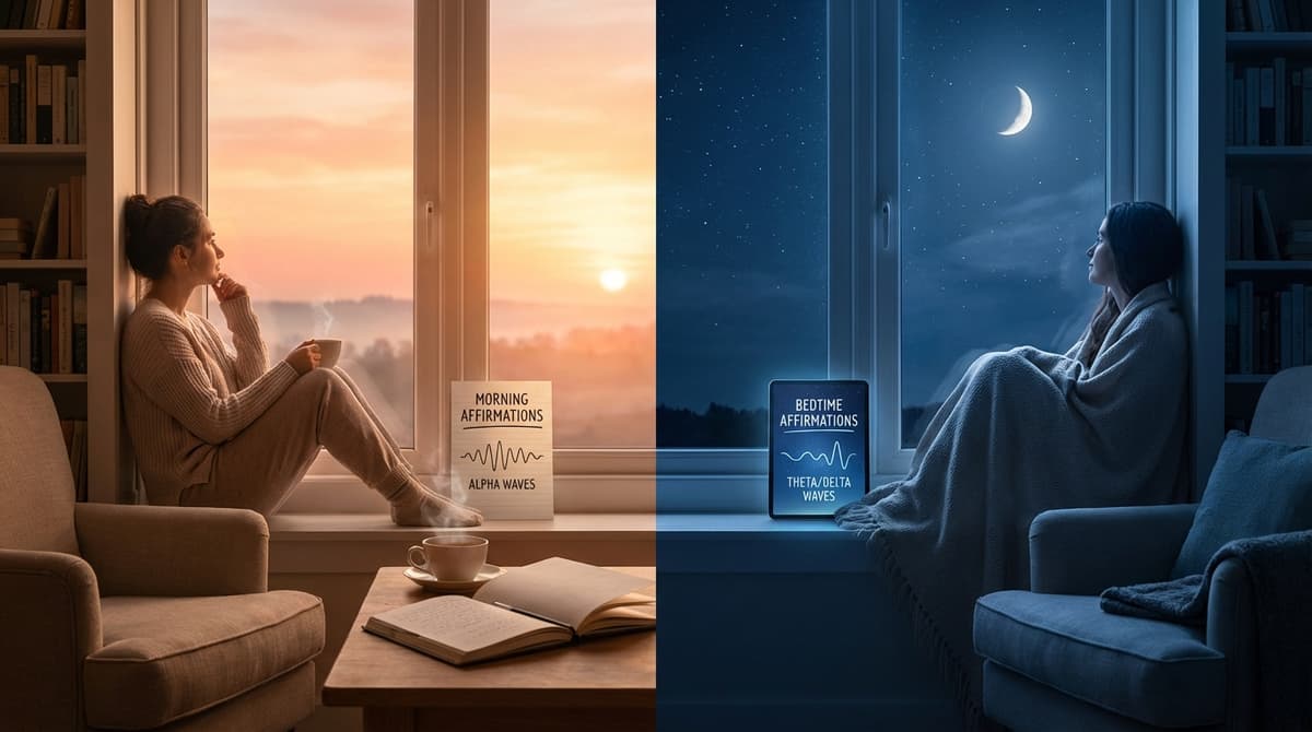 Affirmationen morgens oder abends: Wann dein Gehirn am empfaenglichsten ist (und warum das Timing zaehlt)